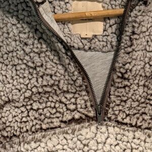 Thread & Supply Cozy Sherpa Pullover in Cream and Brown